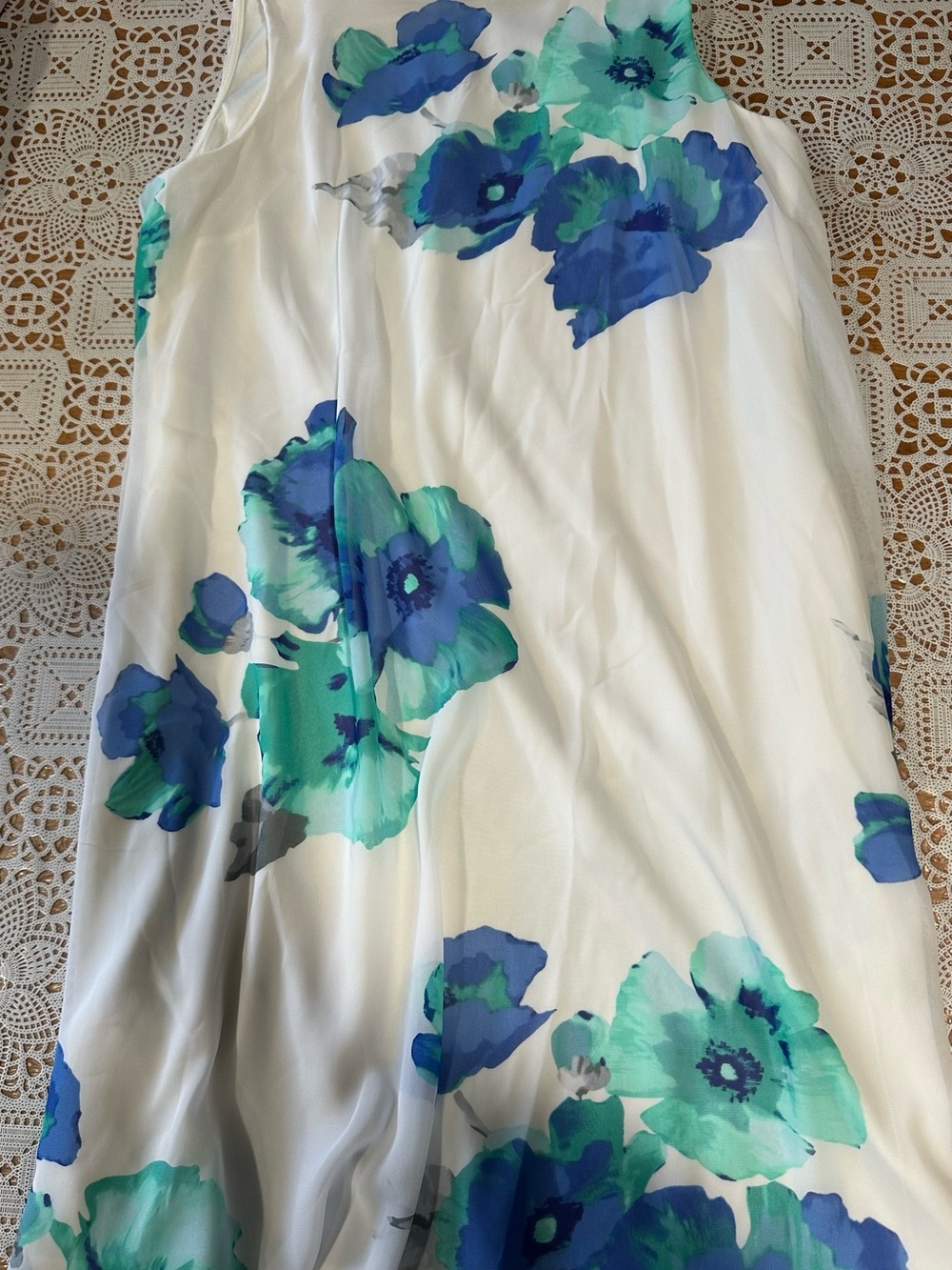 JH Collectibles Watercolor Floral Dress White Blue Green Size 6